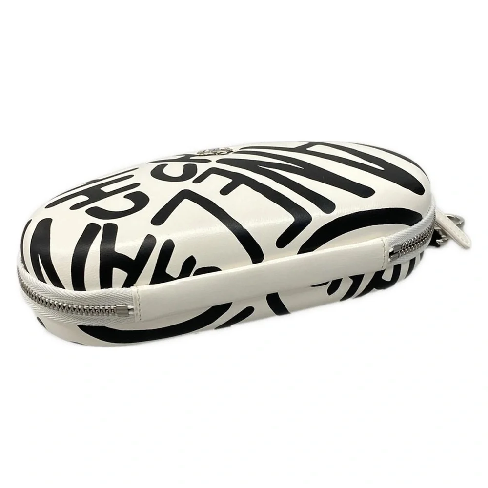 Authentic CHANEL new printed leather case with chain